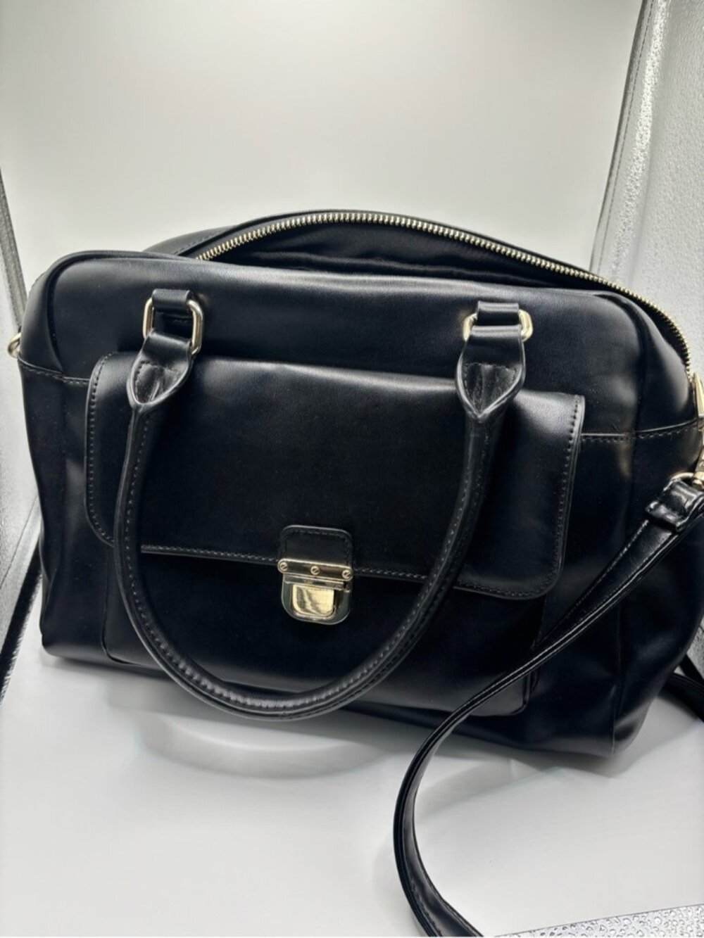 🖤 DANIER Black Leather Handbag / Shoulder Bag